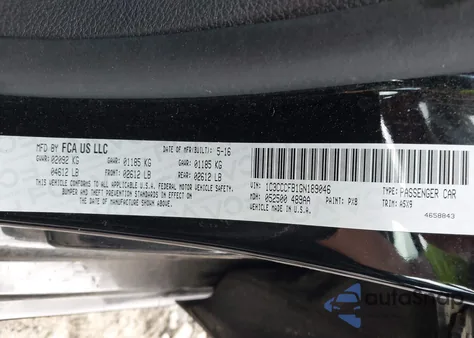 2016 Chrysler 200 Touring z USA, uszkodzony, nr VIN 1C3CCCFB1GN189046